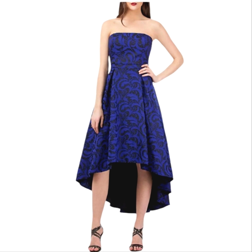 JS Collections Royal blue /Black Strapless High-low Party Dress Ballgown